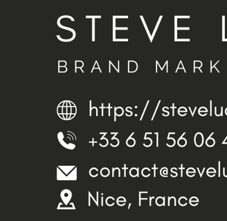 steve lucas business card with a black and white business card