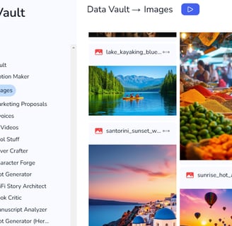 screenshot of the Vault app showing some images being stored