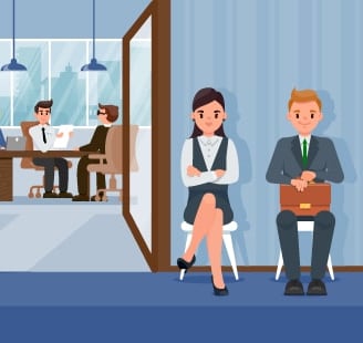 Job Interview in Progress with Candidates Waiting