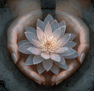 a person holding a flower in their hands