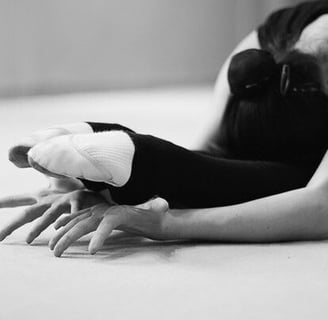 Perfect hands and tiptoes of the rhythmic gymnast 