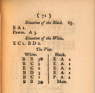 pagina do livro Essai sur le jeu des echecs, 1737 de Philipp Stamma