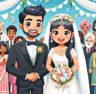 casal se casando ilustrado