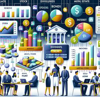 ilustracao de varios tipos de investimentos