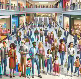 pessoas no shopping comprando