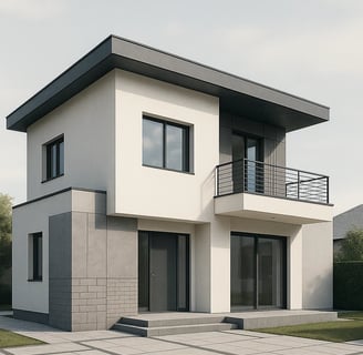 a house with a balcony and a balcony