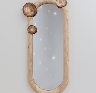 Miroir contemporain artisanale frêne