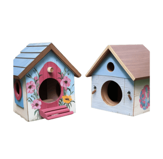 Painted Wooden Bird Houses