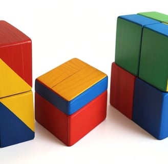 Painted wooden building blocks