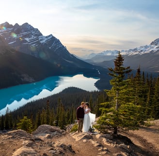 couple eloping at pesto lake with a banff elopement photographer