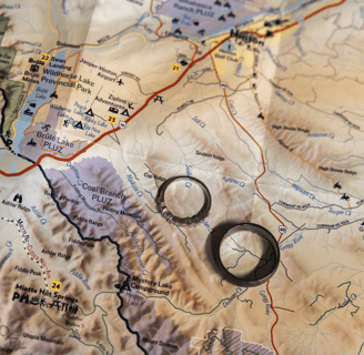 a map of Banff with wedding rings