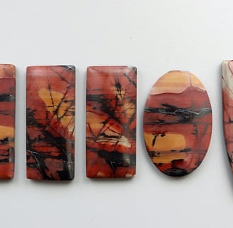 5 indian paint stone cabochons with bright colours hand cut and used in jewellery