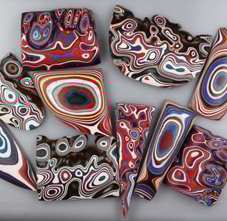"Hand-polished Fordite cabochons for unique artisan jewelry making"