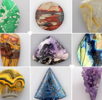labradorite cabochons, rutilated quartz, marra mamba and many other rare and unique cabochons