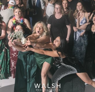 Antigua Guatemala wedding photographer- bridesmaids at party