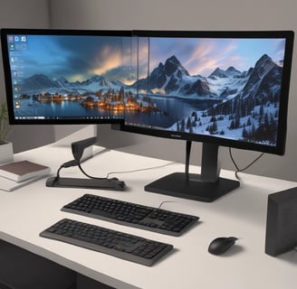 a computer monitor screen with a computer keyboard and mouse