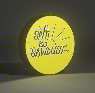 Close-up of a 3D-printed lightbox featuring a bold skate graphic and warm LED lighting.