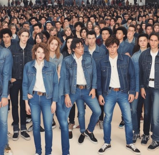 blue denim jeans and brown leather shoes
