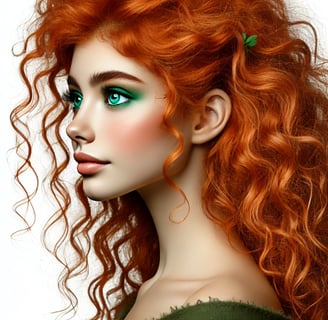 woman orange hair green eyes