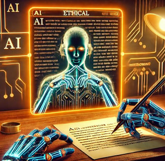 an image of a robot writing powered by an AI showing the ethical dilemma of using AI writi