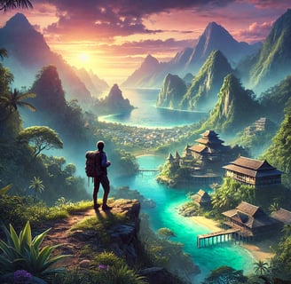 A imagem retrata uma paisagem deslumbrante de um destino exótico e pouco conhecido.
