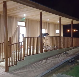 school classroom with ceader cladding