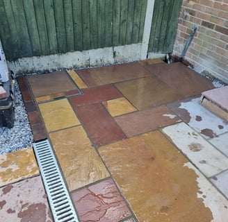 India Sandstone patio by lawtons landscaping 