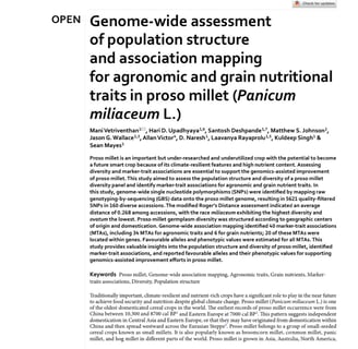 Genome‑wide assessment  of population structure  and association mapping  for agronomic and grain nu