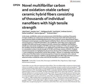 Novel multifibrillar carbon and oxidation‑stable carbon/ ceramic hybrid fibers consisting of thousan