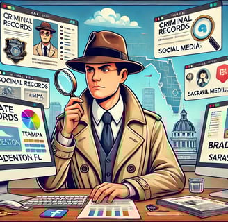 a man in a hat and coat with a magnifying magnifying mag