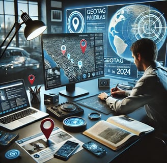 An image of an investigator using geo locational tools