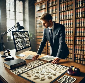 private investigator working on a genealogy case 