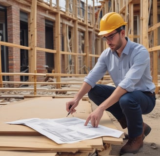 seven construction workers standing on white field
