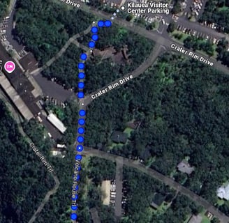 a map of how to start the Crater Rim Trail