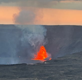 Kilauea eruption in Halema'uma'u Crater seen from Kilauea Lookout