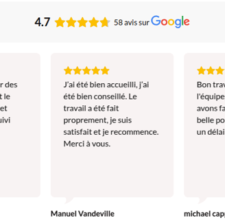 Avis récents déposés sur Google