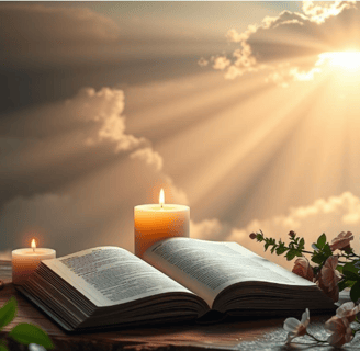 a book opened to show a book with candles and candles