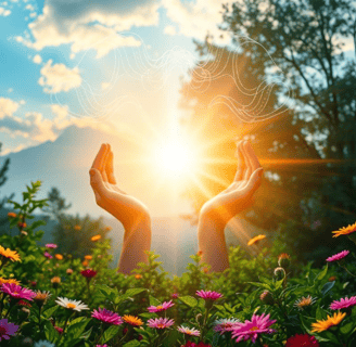 hands holding up a sunflower in the sun