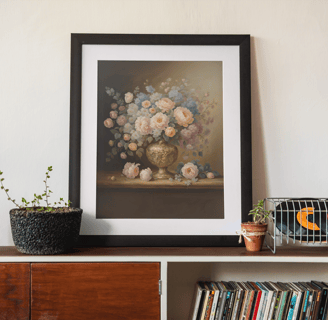 baroque inspirred pastel flowers in vase