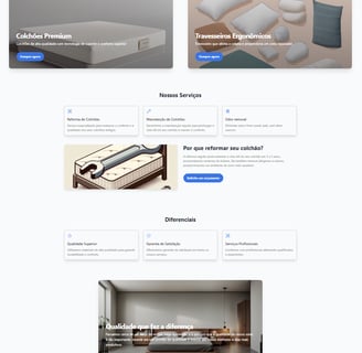 a website page with a picture of a bed and a bed