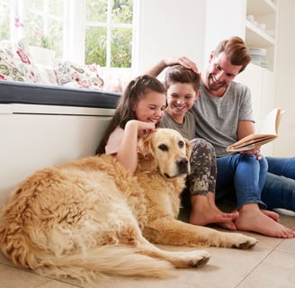 happy family in clean home