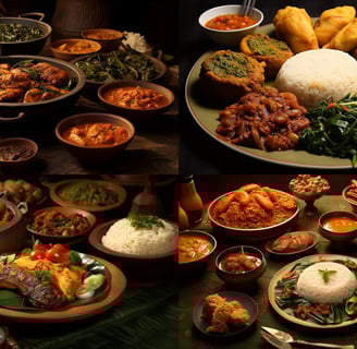 a table with many different types of food