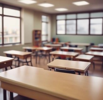 a classroom with desks and desks and chairs