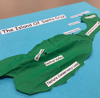 a paper model of the island of santa cruz, california in Channel Islands National Park