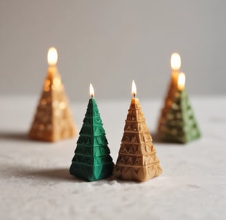 A collection of decorative candles is arranged on a woven mat. The candles are shaped like macarons, bubbles, and a cake topped with fruit. They come in soft pastel colors including pink, blue, and cream. The setting gives a cozy and artisanal feel, with a focus on aesthetically pleasing design.