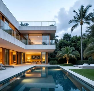 render de zona de piscina de casa de lujo en barranquilla