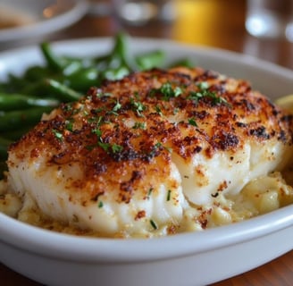 cod with scallops in casserole dish