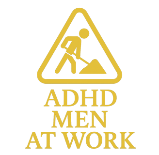 Milton Keynes Adult ADHD Support Group body doubling group, "ADHD MEN AT WORK" sign showing the page