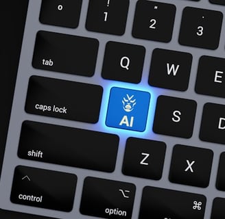 a keyboard with a blue button on it