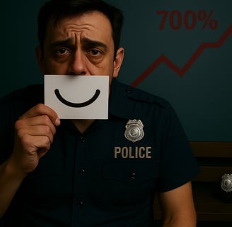 a man holding a paper with a smiley face drawn on it